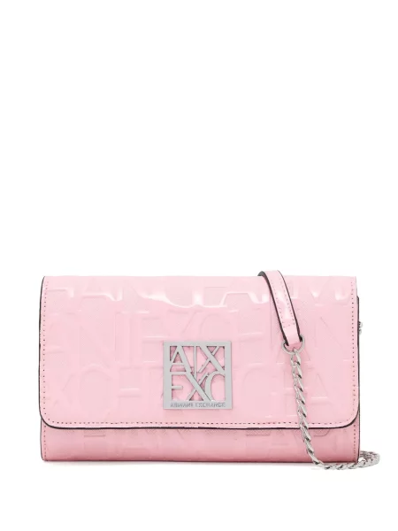 Peněženka Armani Exchange s autogramem růžová