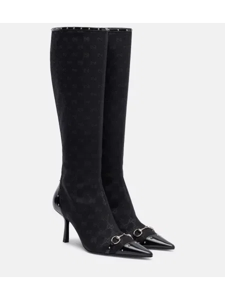 Cizme Gucci din canvas negru