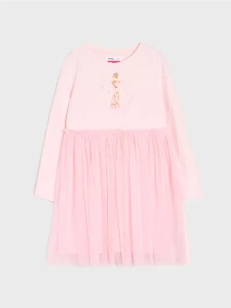 Sinsay šaty s tylovou sukní Barbie pastelová růžová