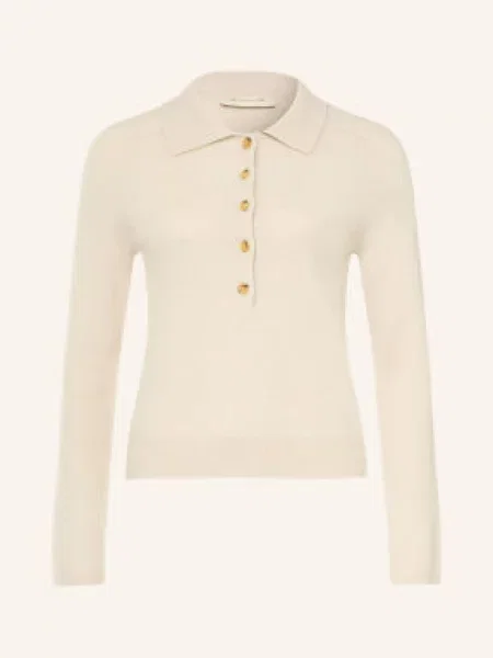 Mm By Max Mara Koszulka Polo Z Dzianiny Cellula Z Kaszmirem beige beżowa