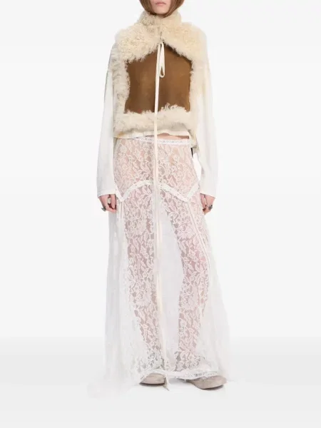 Fusta maxi Ann Demeulemeester cu model paisley din dantelă alb