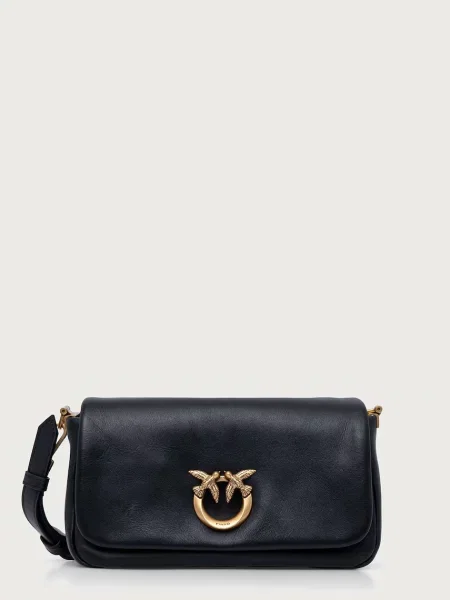 Pinko De piele geantă pe umăr Click Soft Horizontal Mini negru
