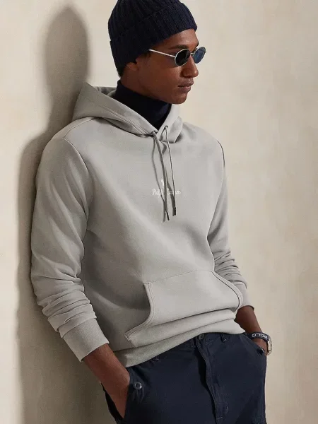 Свитер Polo Ralph Lauren с капюшоном с аппликацией серый