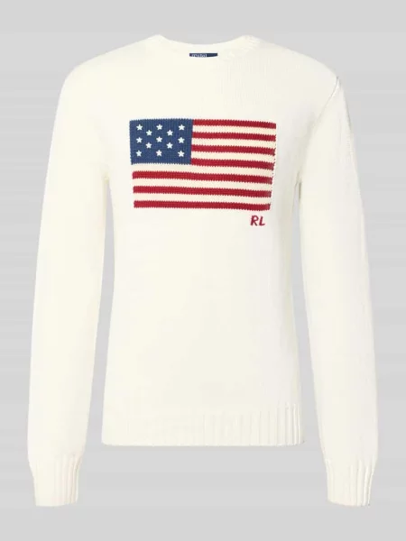 Sweter z dzianiny z okrągłym dekoltem Polo Ralph Lauren biały
