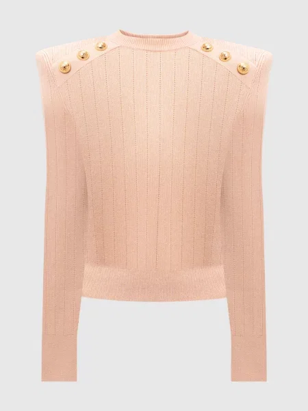 Джемпер з акцентними плечима Balmain рожевий