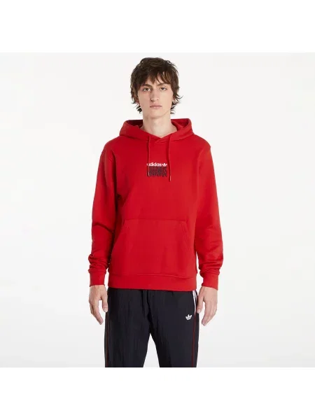 Geacă Adidas Originals cu glugă roșu