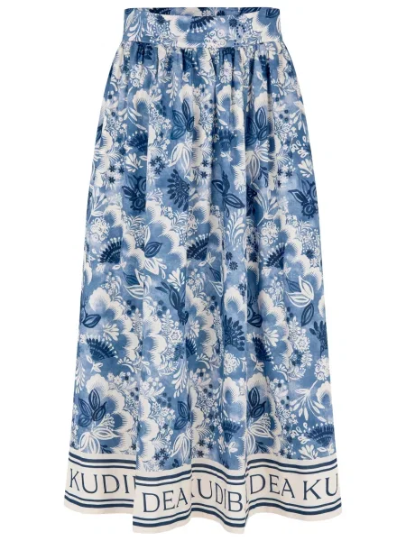 Dea Kudibal Fustă Edda albastru cobalt / azuriu / lână alb