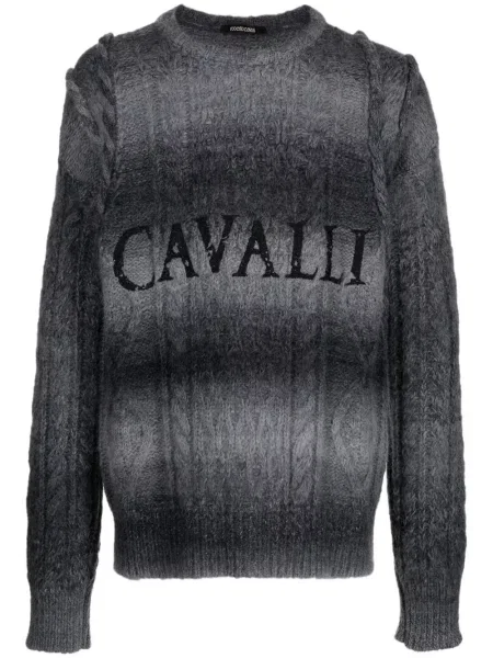 Pulover Roberto Cavalli tricotate cu imagine gri