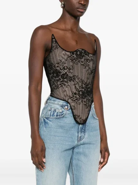 Bluzka Giuseppe Di Morabito koronkowa z gorsetem czarna