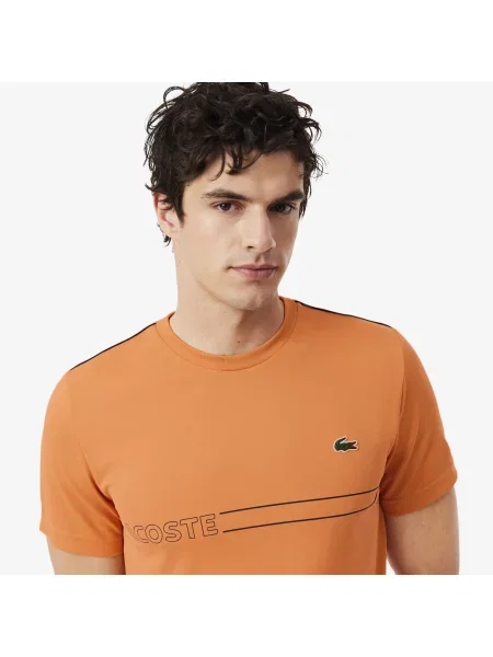 Lacoste Sportowy T-Shirt Z Nadrukiem pomarańczowy
