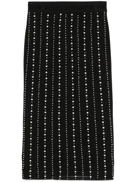 Spódnica jeansowa Versace Jeans Couture z perełkami do kolan czarna