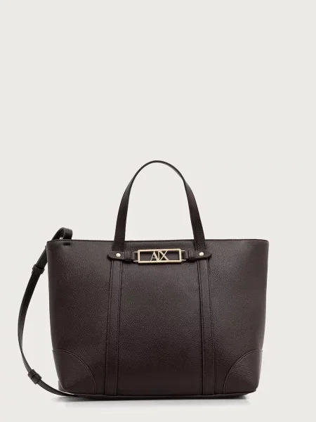 Geantă shopper Armani Exchange din piele maro