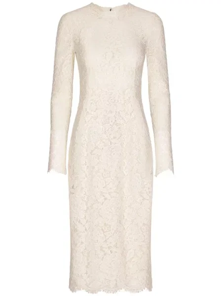 Rochie midi Dolce & Gabbana din dantelă până la genunchi de costum alb