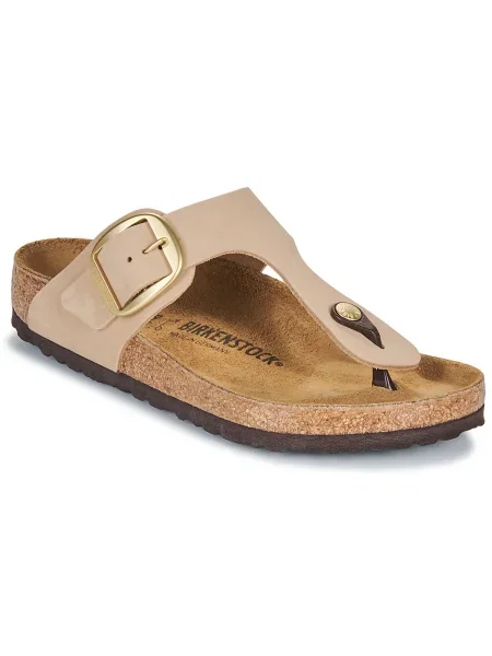 Pantofi Birkenstock cu cataramă din nubuc bej