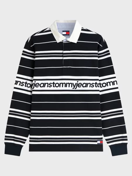 Поло Tommy Jeans в полоску синее