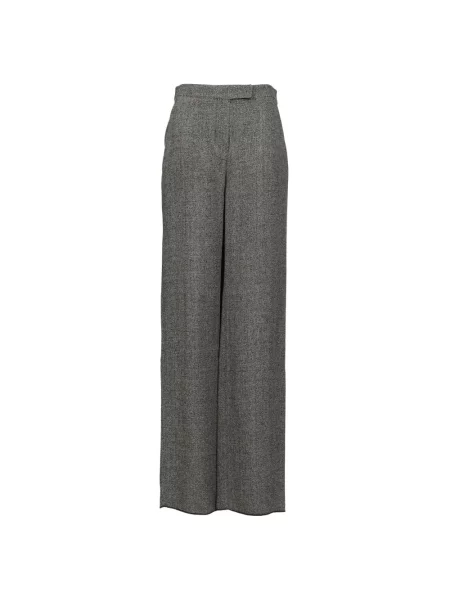 Lniane spodnie Emporio Armani szare