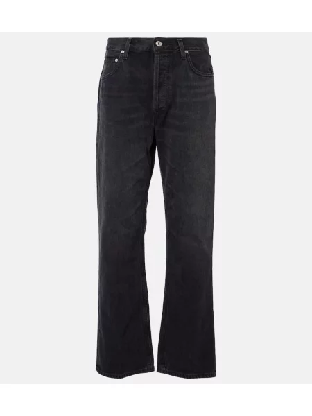 Ravne kavbojke Citizens Of Humanity z visokim pasom črna