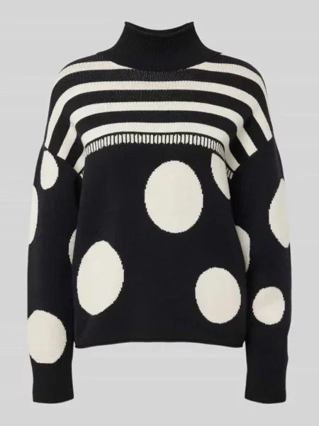 Sweter z dzianiny z golfem Oui czarny