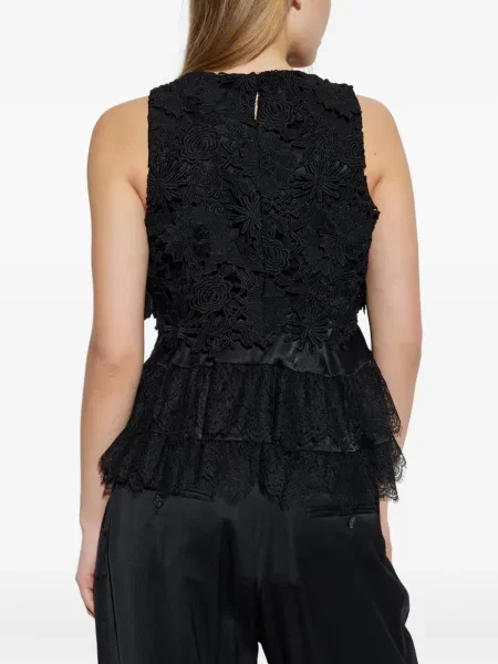 Bluză Munthe cu model floral din dantelă negru