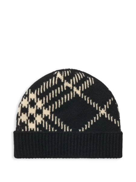 Beanie Burberry din cașmir în carouri negru