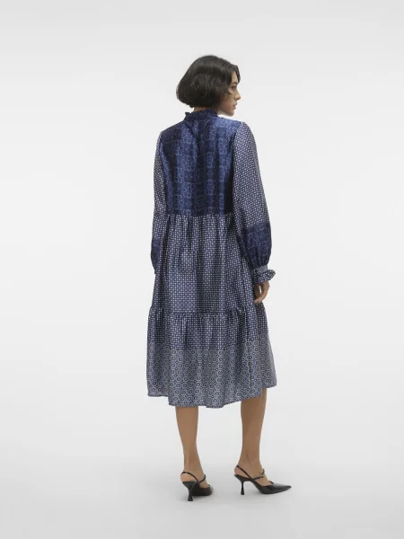 VERO MODA Dolga srajca Levi mornarska off-bela bela