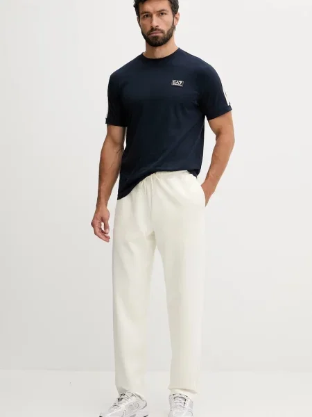 Спортивні штани Emporio Armani однотонні бежевий