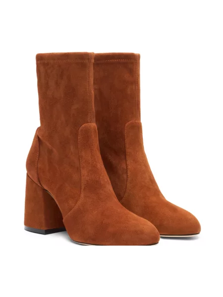 Botki Stuart Weitzman ze stretchu brązowe