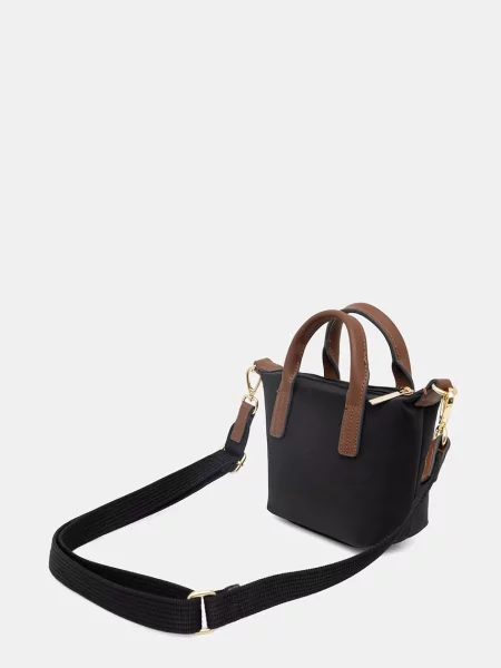 Torba z uchwytem z detal z logo Tommy Hilfiger czarna
