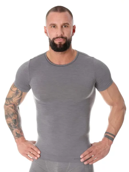 Koszulka z krótkim rękawem Brubeck COMFORT WOOL szara