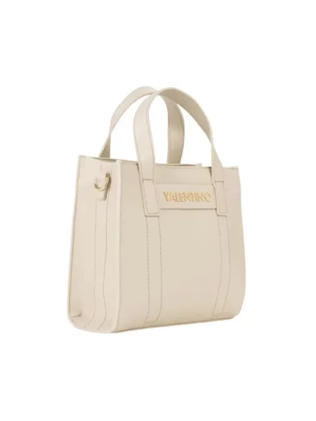 Lniana torebka Valentino Bags beżowa