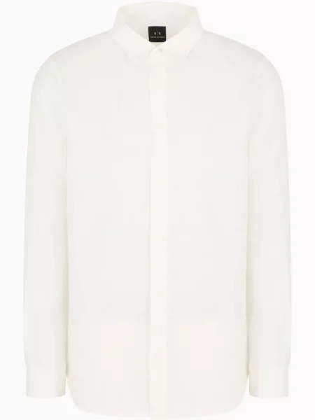 Lněná košile Armani Exchange bílá