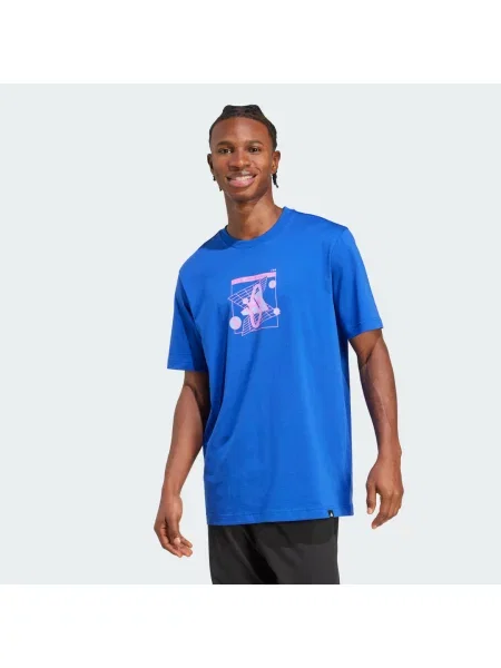 Retro Futurism Graphic T-Shirt niebieska