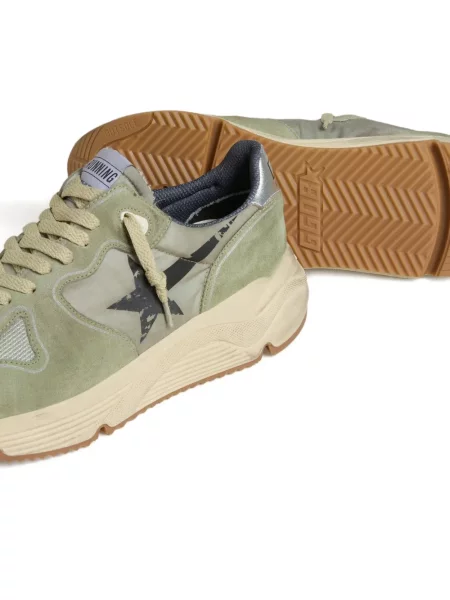 Sneakerși Golden Goose din piele de căprioară cu imagine verde
