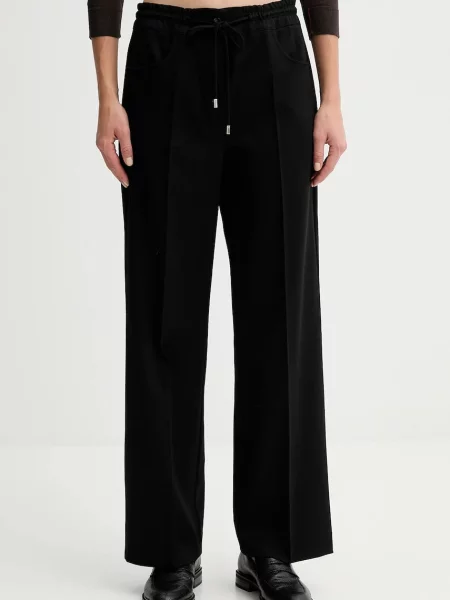 Liviana Conti pantaloni cu lână drept high waist negru