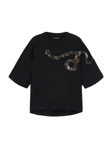 AllSaints Tricou AMELIE auriu argintiu negru