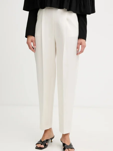 BOSS pantaloni drept high waist bej