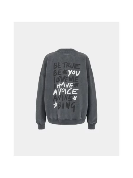 Bluza Anine Bing z logo z dżerseju szara