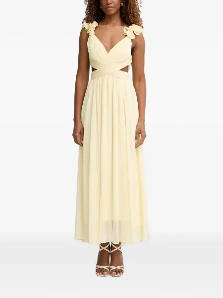 Rochie maxi Morgan cu volane galben