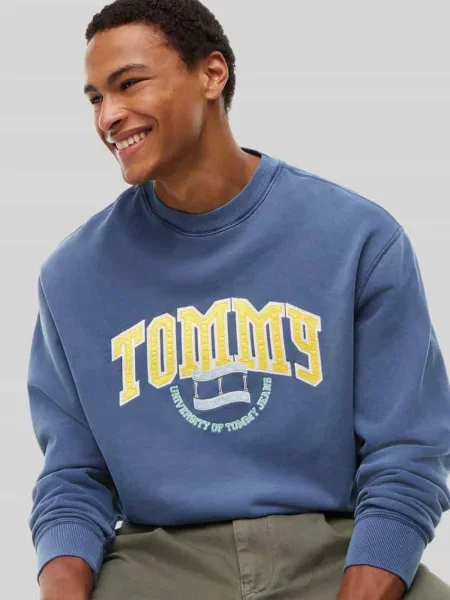 Bluza o kroju regular fit z czystej bawełny Tommy Jeans granatowa
