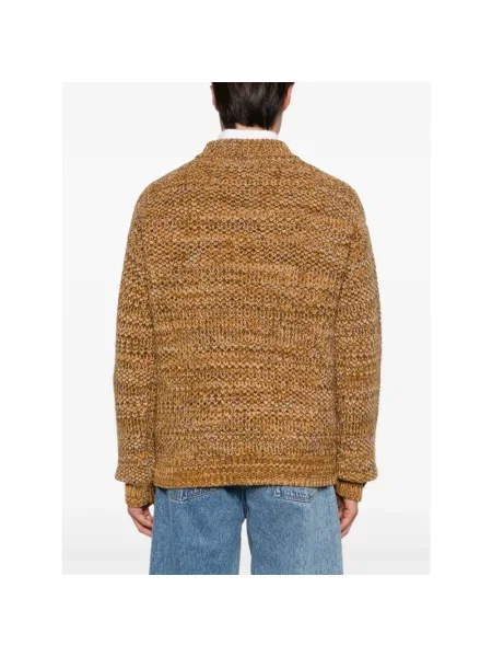 Drôle de Monsieur sweter wełniany La Maille D tressE ciepły z półgolfem brązowy