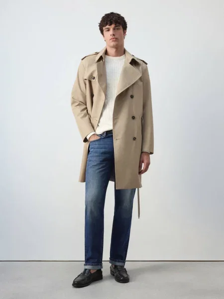 Jeansy Pola selvedge regular fit średni Mężczyzna 46 MANGO MAN niebieski