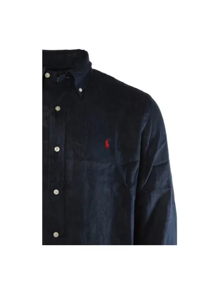 Lniana koszula Polo Ralph Lauren niebieska