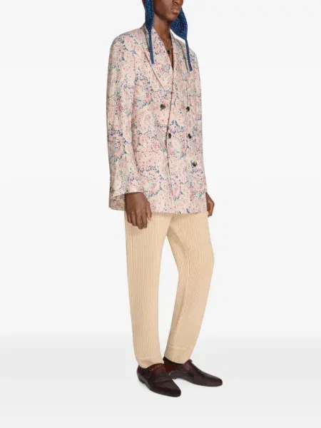 Μπλέιζερ Dries Van Noten ζακάρ διπλόκουμπα ροζ