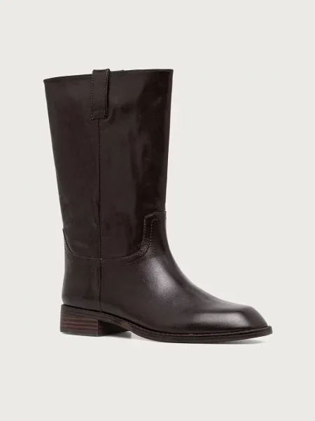 Steve Madden cizme cu plat pentru femei din piele Primo maro