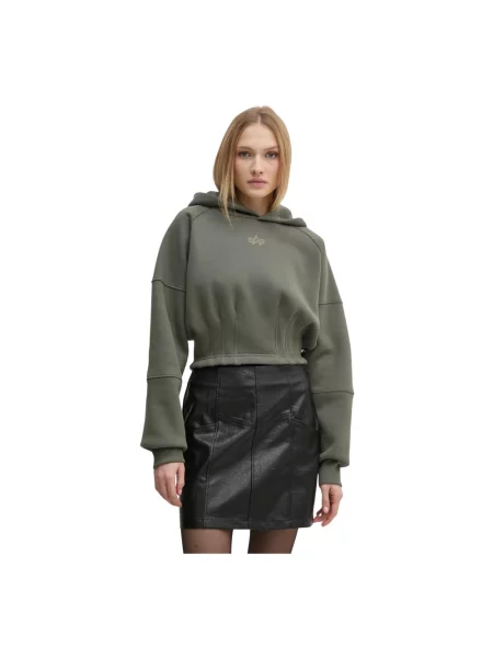 Bluza z kapturem Alpha Industries z kapturem ze sznurkiem zielona
