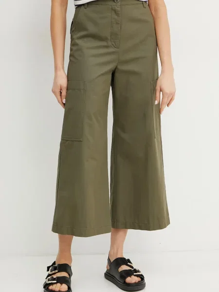 Weekend Max Mara pantaloni de femei lat high waist verde
