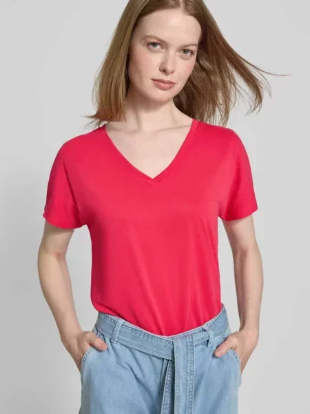 T-shirt z dekoltem w serek model ‘Fenya’ Msch Copenhagen
