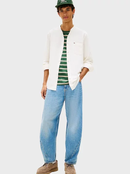 Лляна джинсова сорочка Tommy Jeans біла