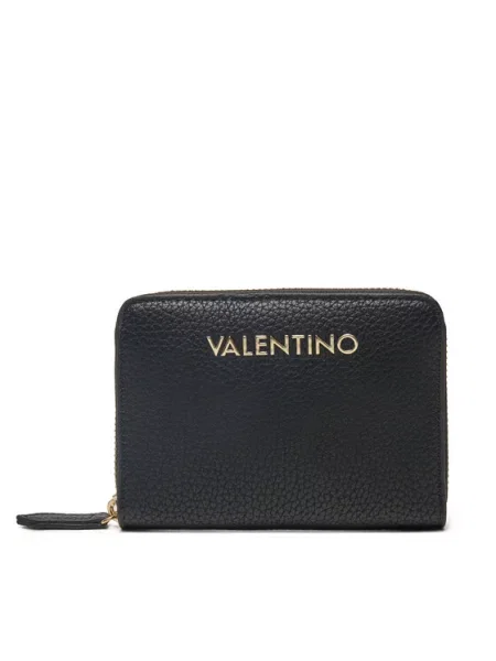 Lniany portfel Valentino z logo czarny