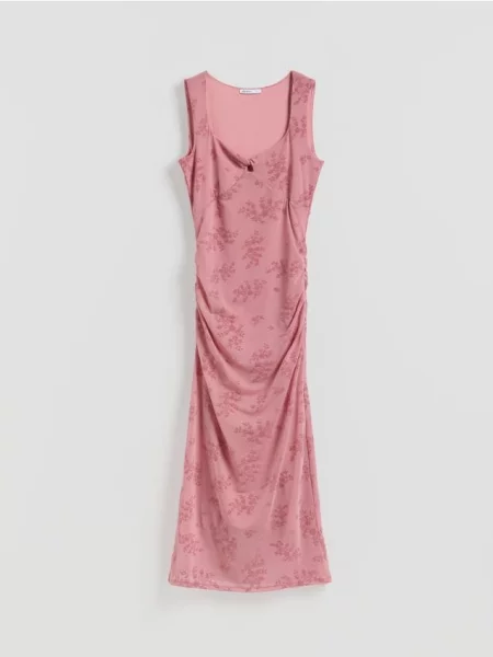 Reserved Rochie cu imprimeu decorativ roz-pudră roz